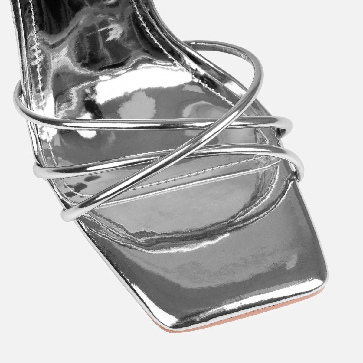 Heiti Silver Patent Diamante Heart Lace Up Heels - Image 4