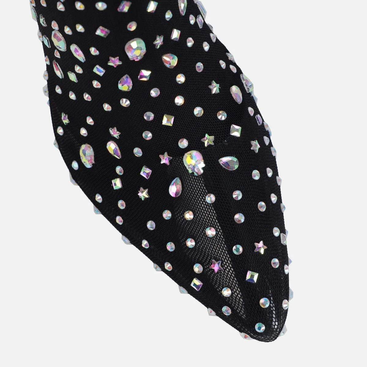Sparki Black Mesh Diamante Stiletto Heels - Image 4