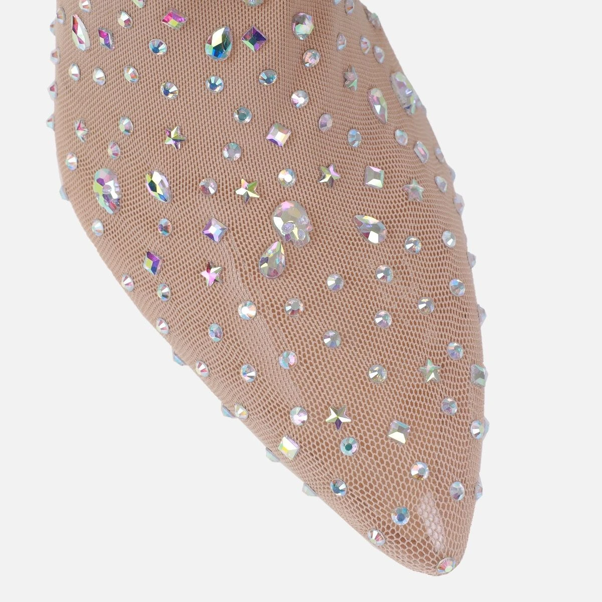 Sparki Nude Mesh Diamante Stiletto Heels - Image 4