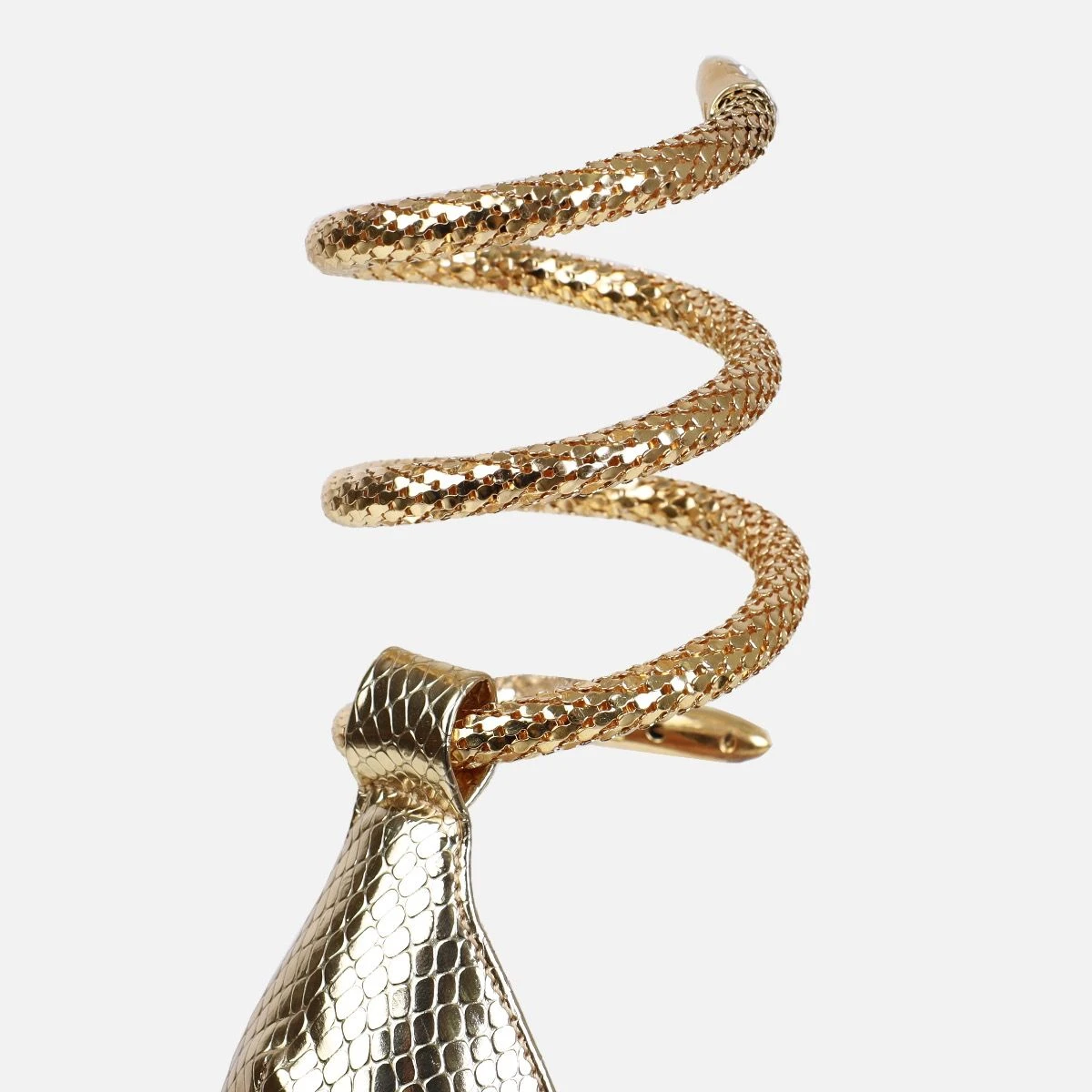 Medusa Light Gold Snake Print Cuff Stiletto Heels - Image 3