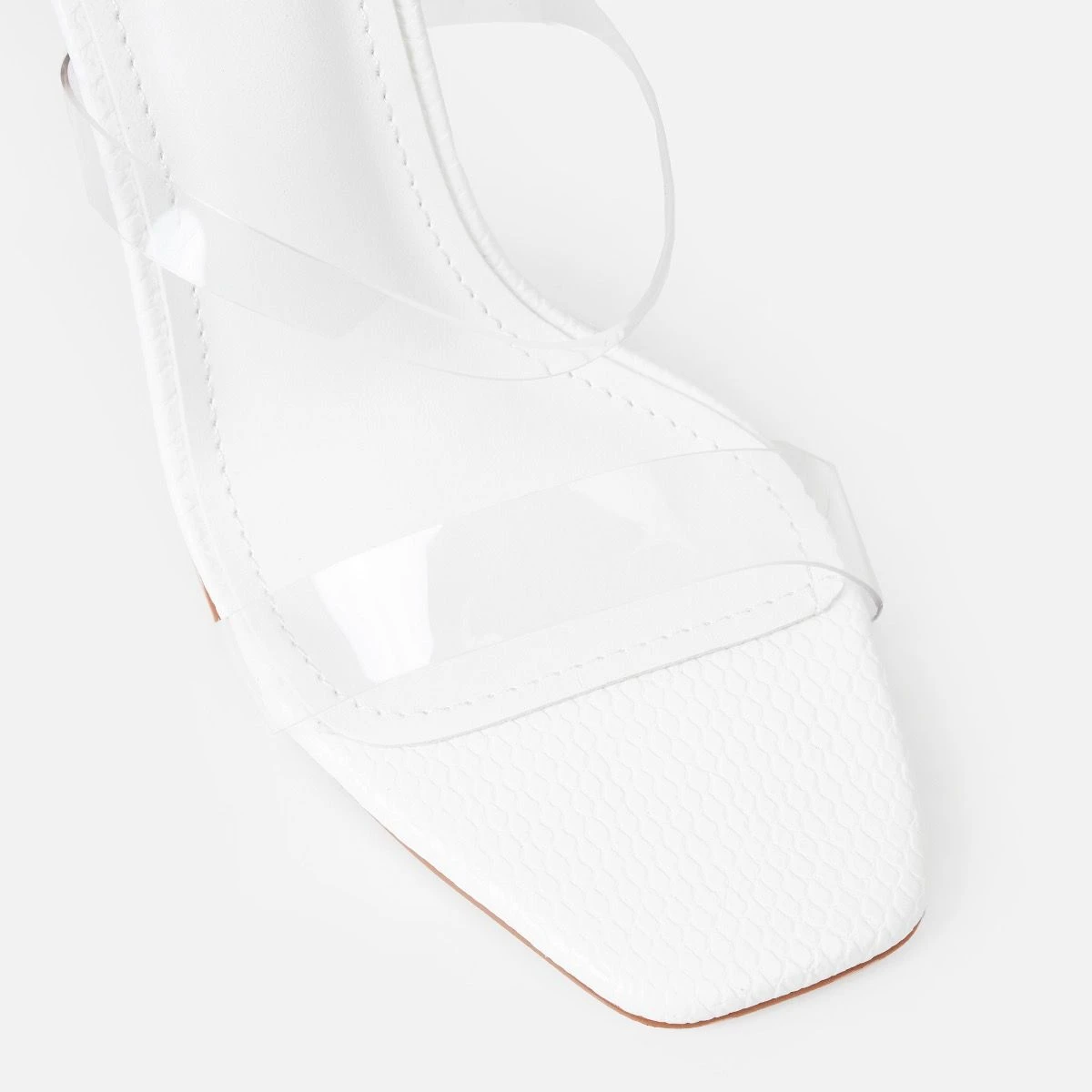 Medusa White Snake Print Cuff Stiletto Heels - Image 4