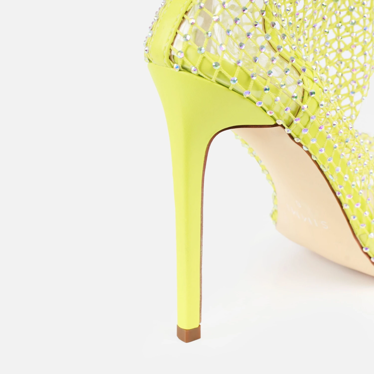 Krystal Lime Diamante Fishnet Heels - Image 3