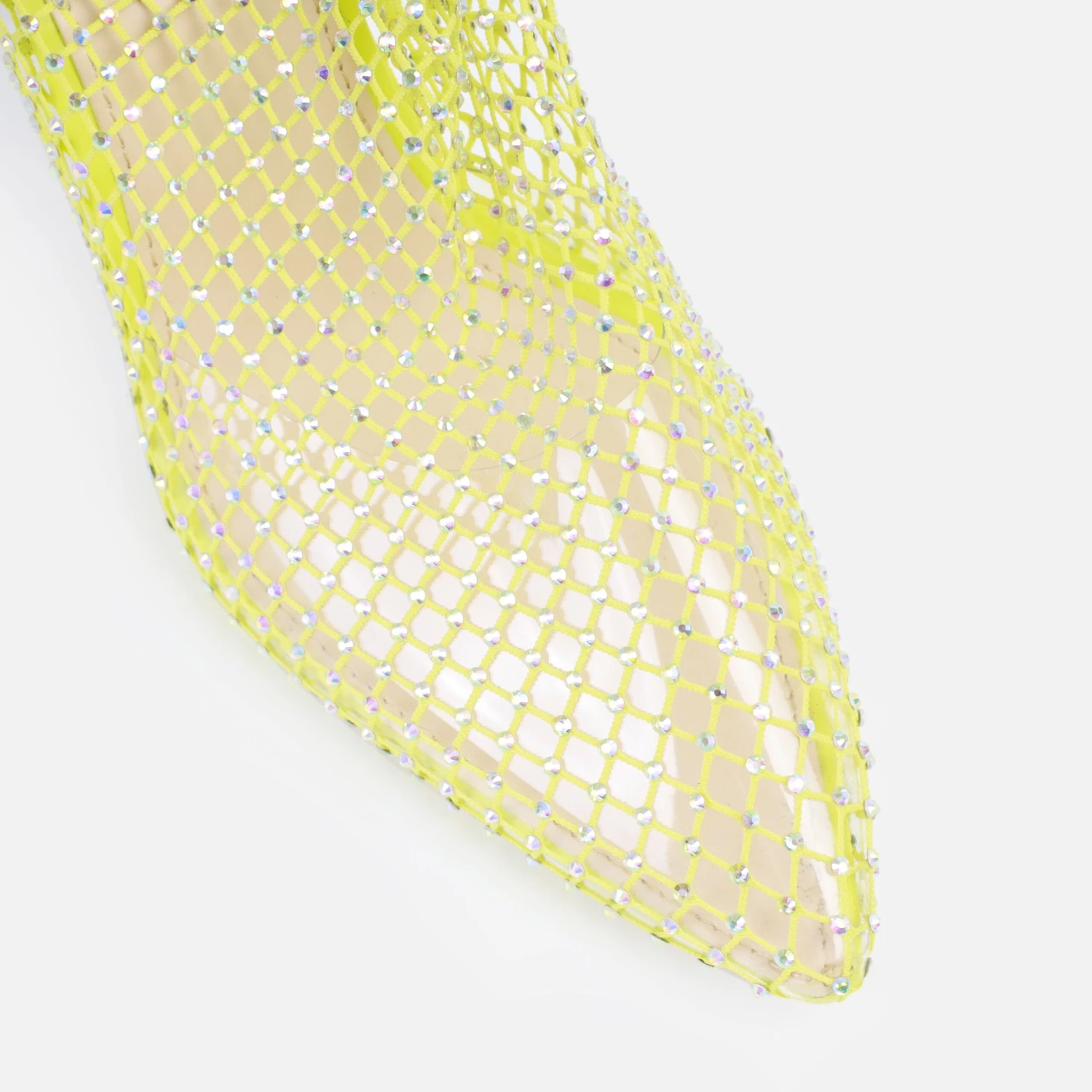 Krystal Lime Diamante Fishnet Heels - Image 4