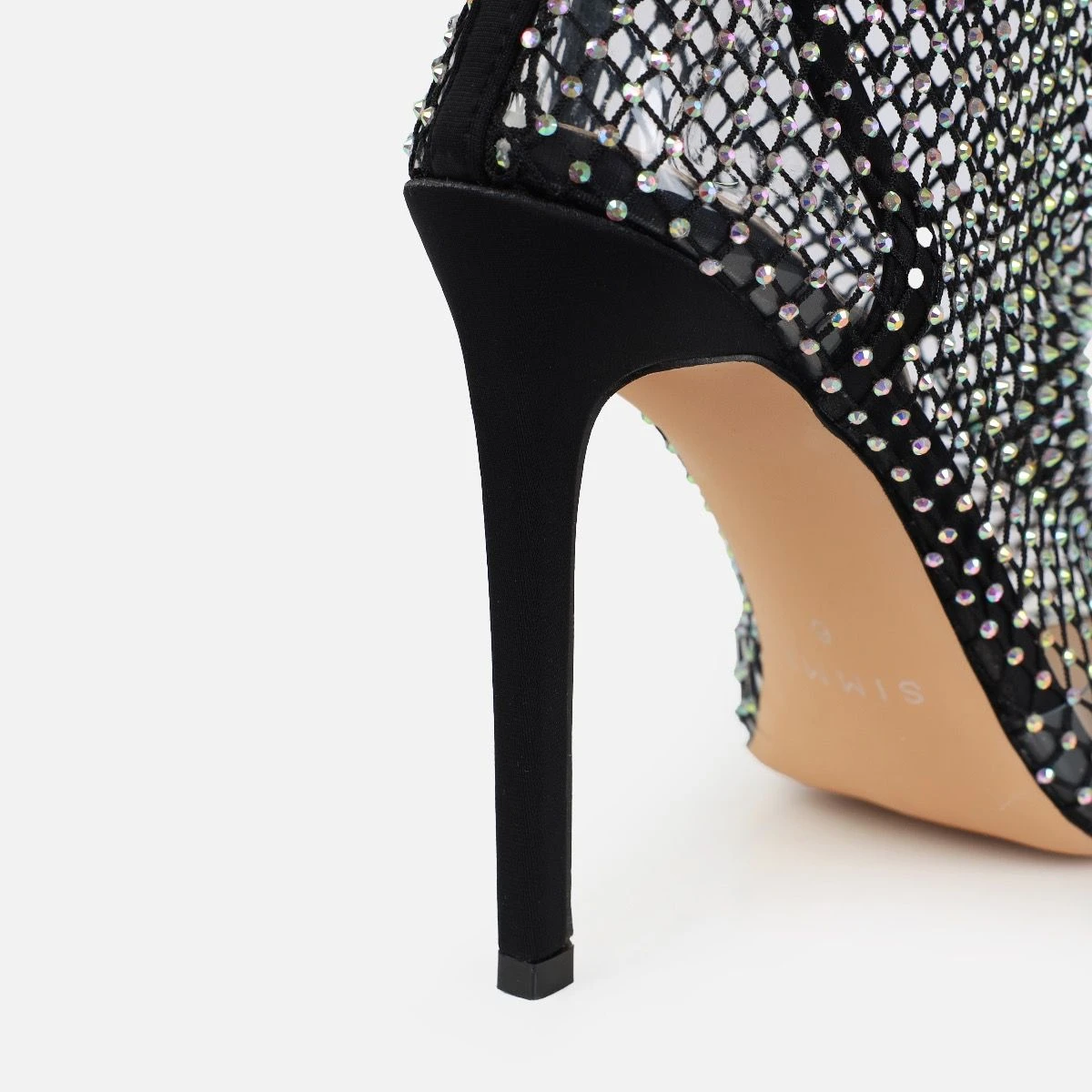 Onika Black Diamante Fishnet Thigh High Heels - Image 5