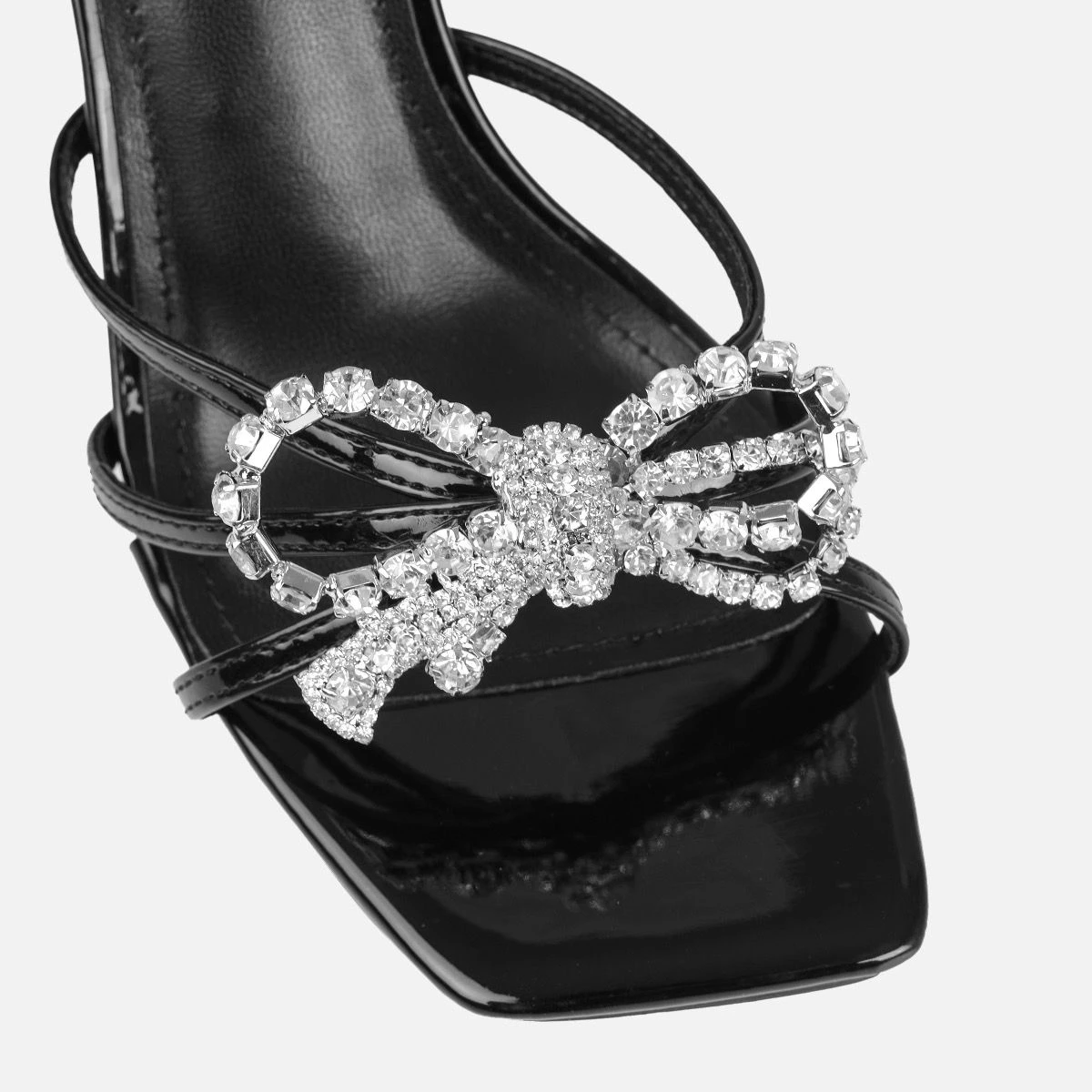 Santo Wide Fit Black Diamante Bow Stiletto Heels - Image 4