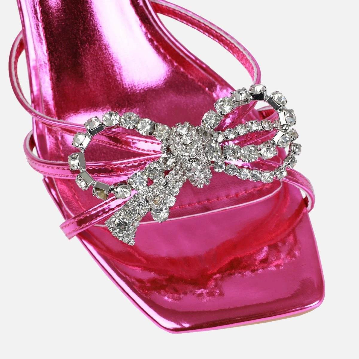 Santo Wide Fit Pink Diamante Bow Stiletto Heels - Image 4
