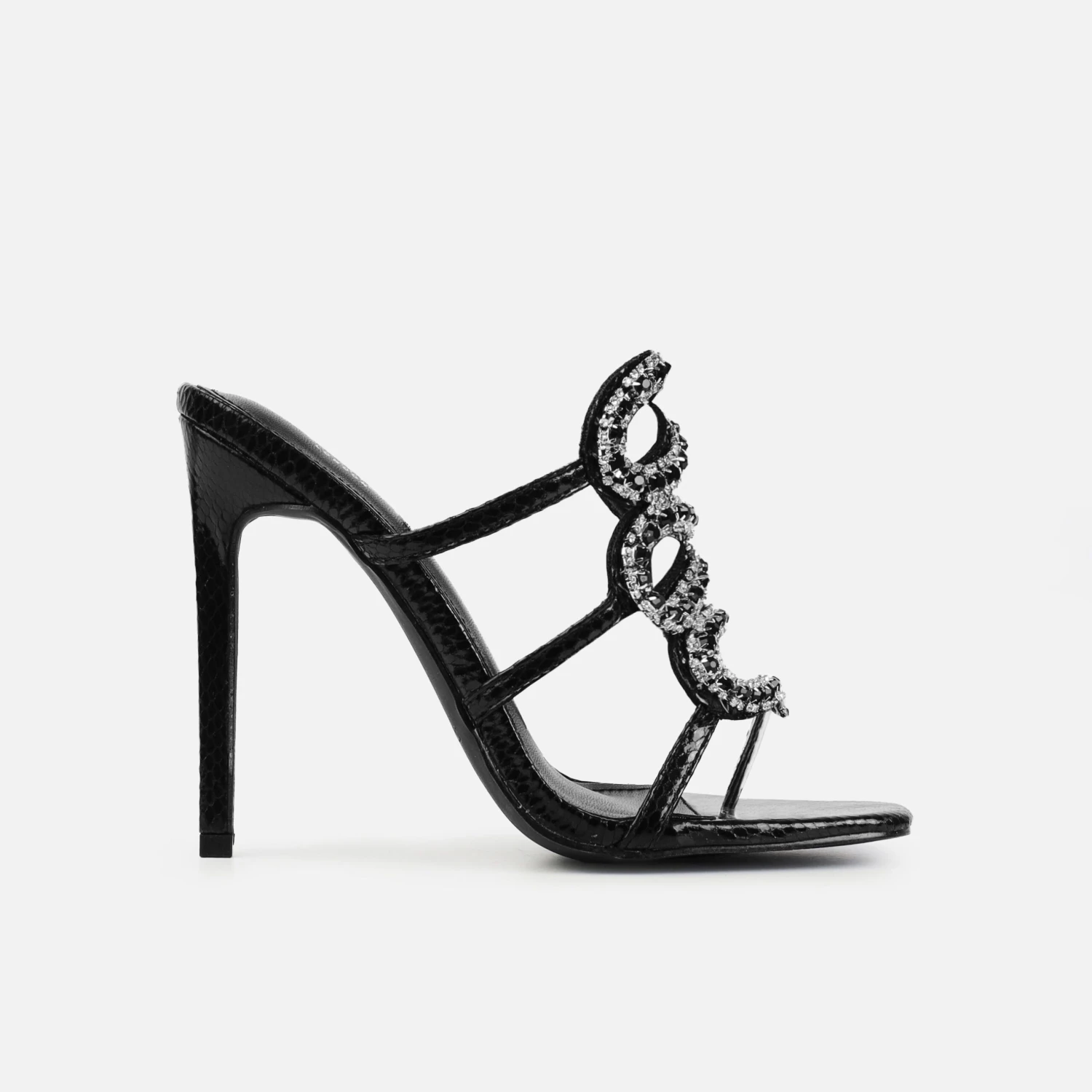 Scorpius Black Diamante Snake Stiletto Heels - Image 2