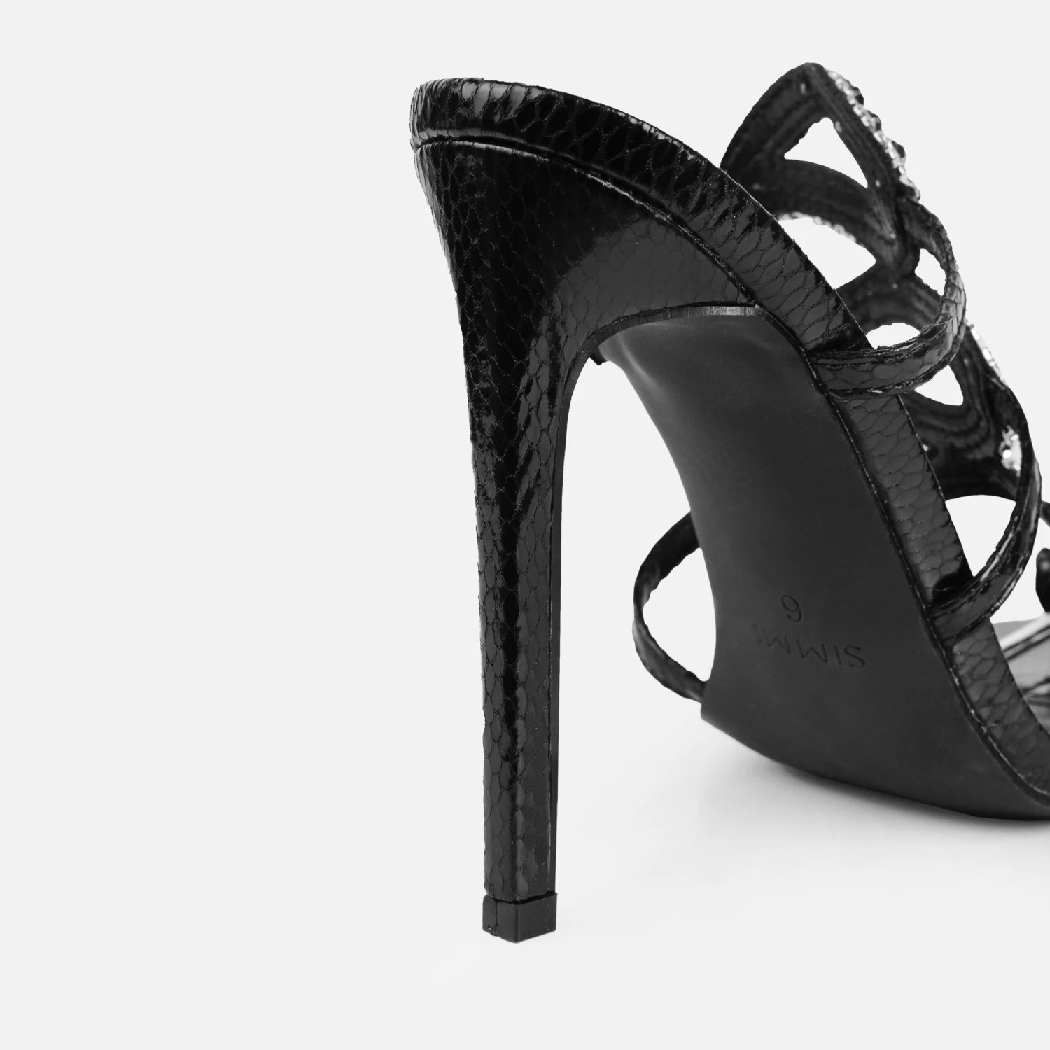 Scorpius Black Diamante Snake Stiletto Heels - Image 3