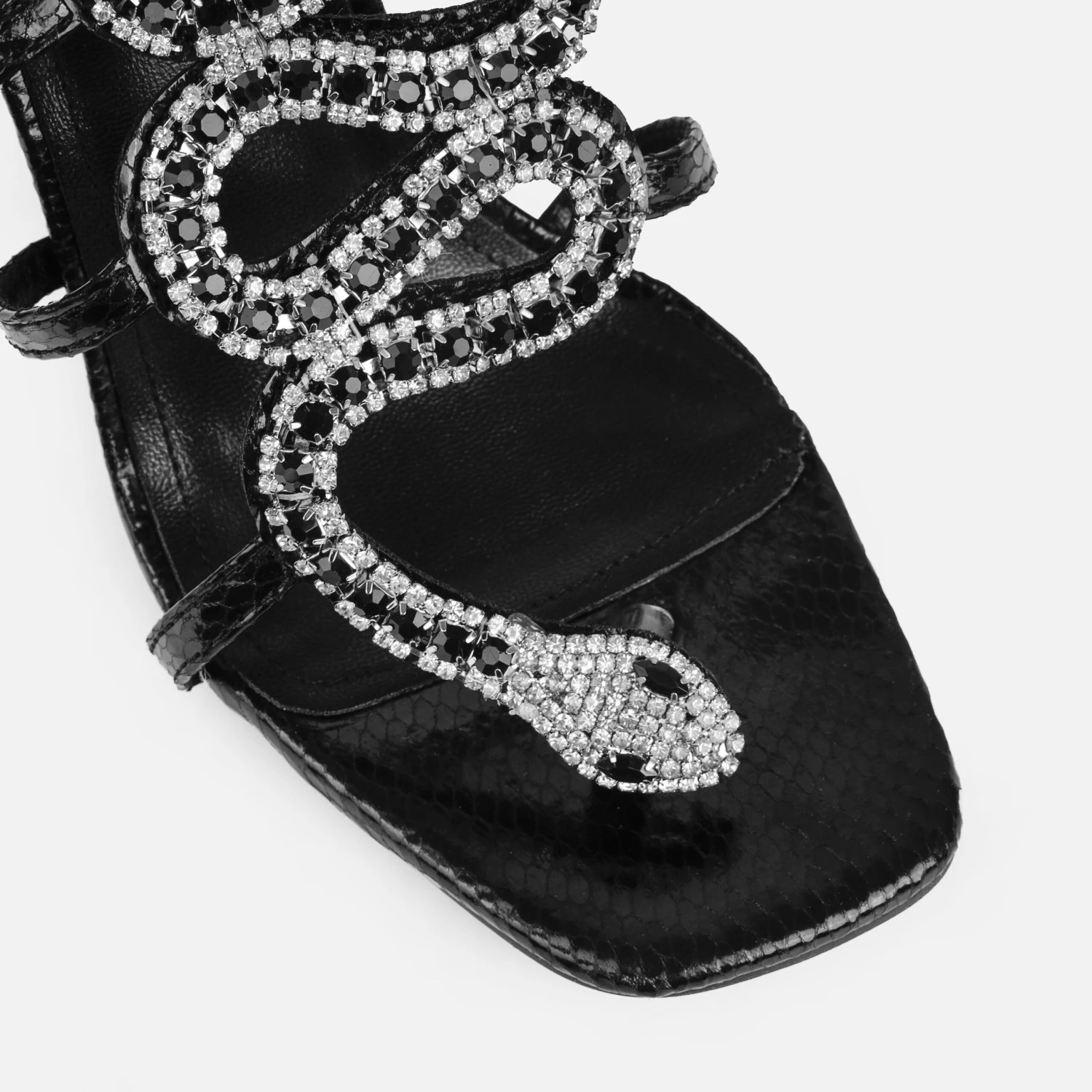 Scorpius Black Diamante Snake Stiletto Heels - Image 4