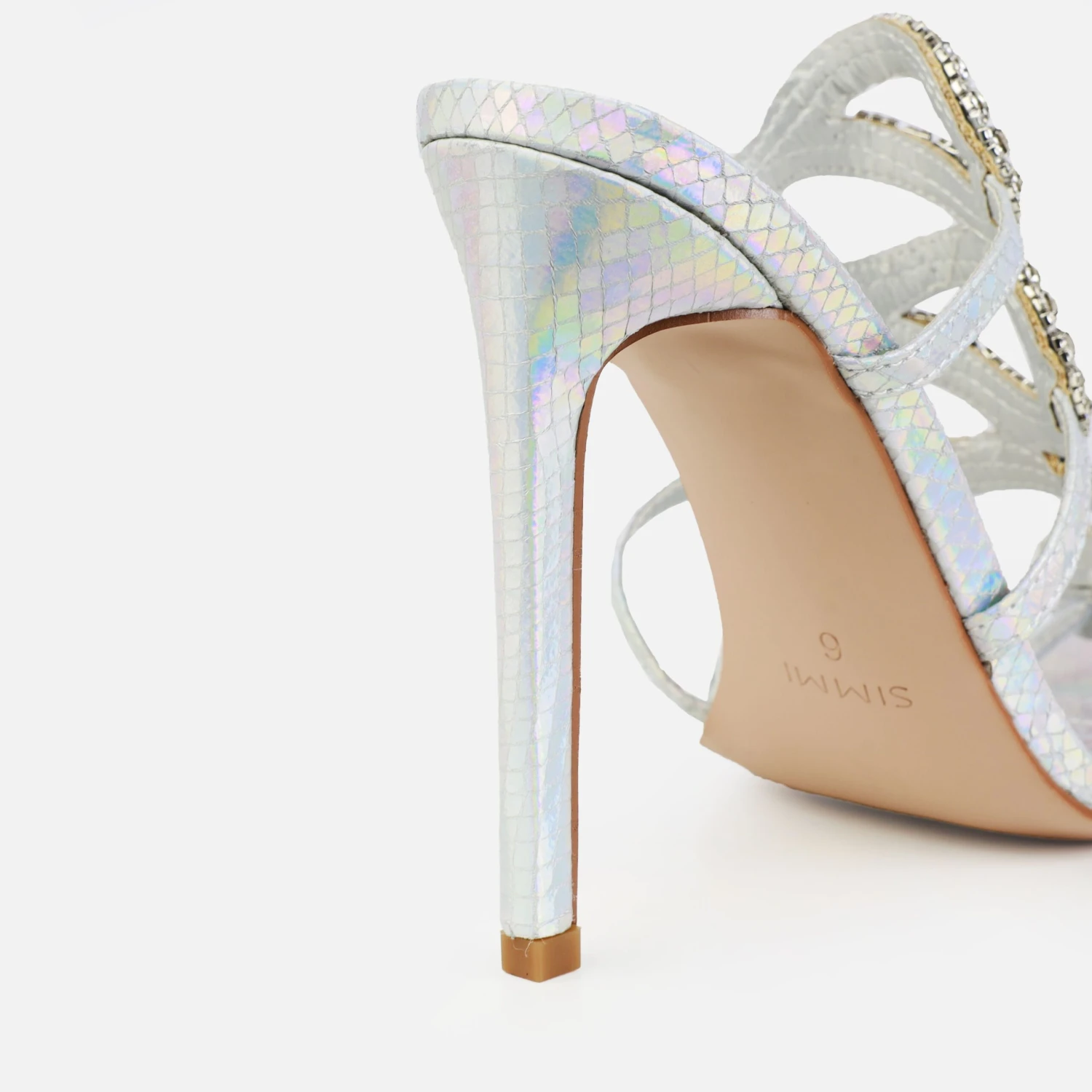 Scorpius Iridescent Silver Diamante Snake Stiletto Heels - Image 3