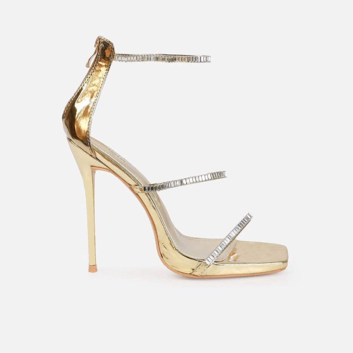 Soleil Gold Mirror Diamante Stiletto Heels - Image 2