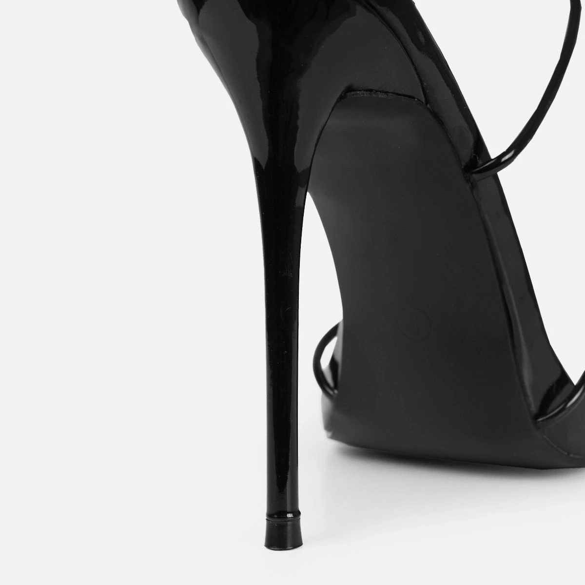 Sunniva Black Patent Bow Detail Lace Up Heels - Image 3