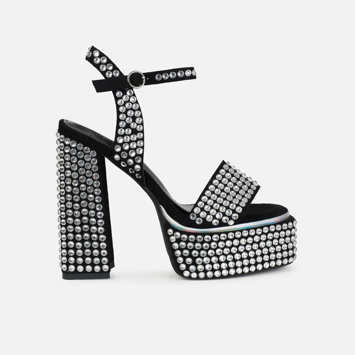 Simrah Black Diamante Platform Heels - Image 2