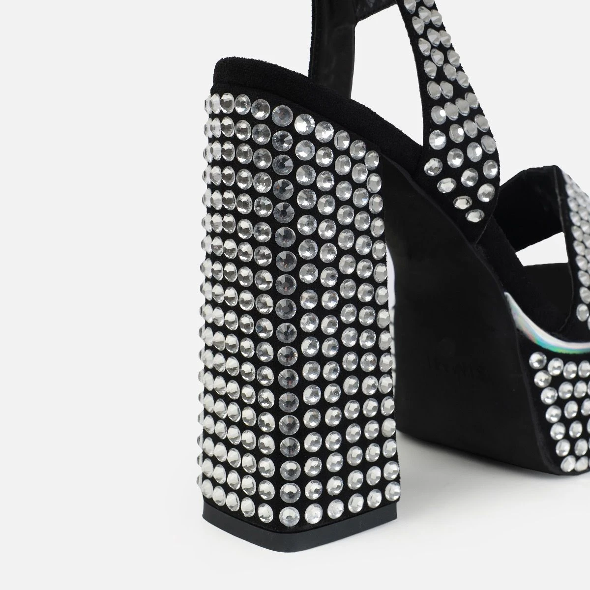 Simrah Black Diamante Platform Heels - Image 3