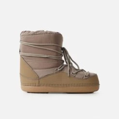 Snow Taupe Padded Lace Up Ankle Snow Boots