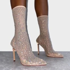 Sparki Nude Mesh Diamante Stiletto Heels
