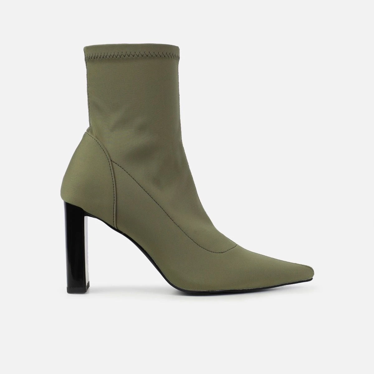 Taken Khaki Lycra Pointed Ankle Boots - Image 2