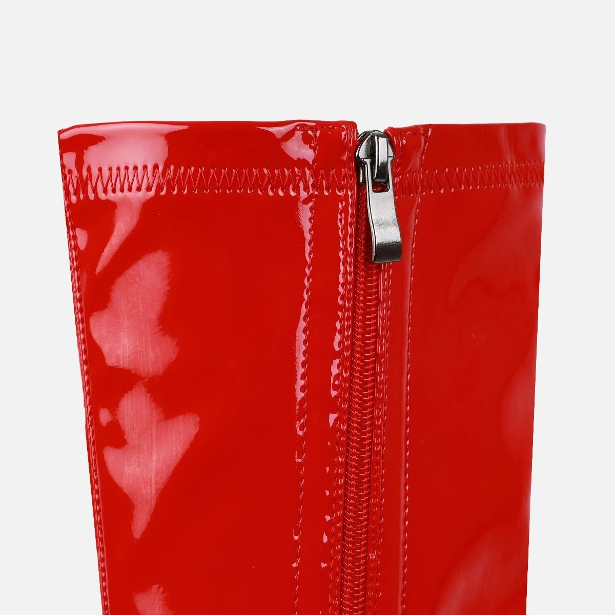 Talulla Red Patent Block Heel Knee High Boots - Image 3
