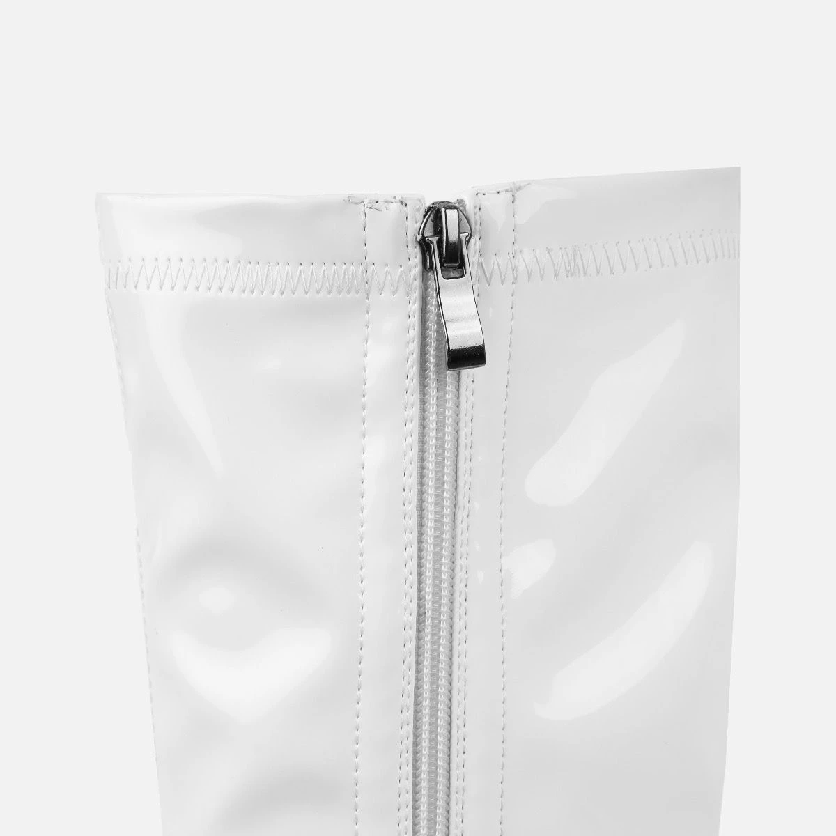 Talulla White Patent Block Heel Knee High Boots - Image 3