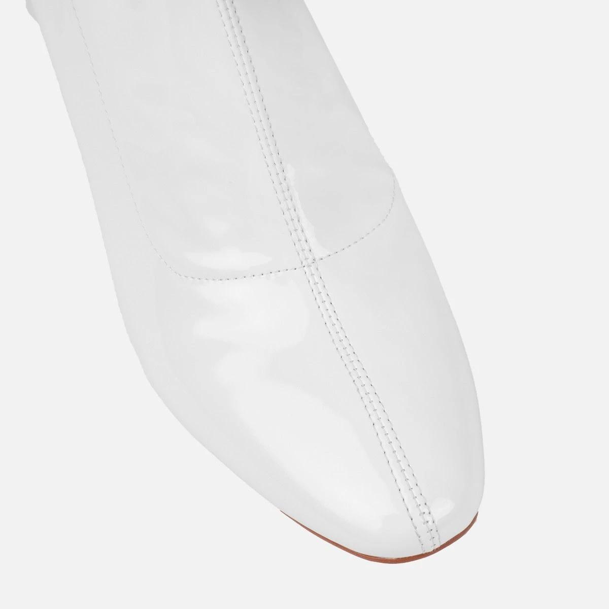 Talulla White Patent Block Heel Knee High Boots - Image 4