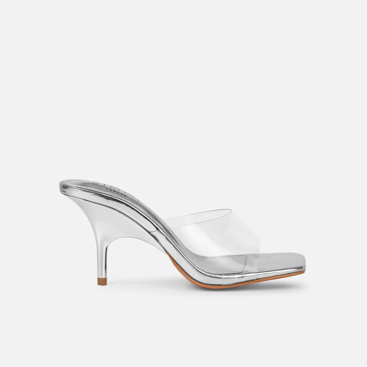 Tammie Silver Clear Mid Heel Mules - Image 2