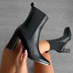 Tennessee Black Block Heel Ankle Boots