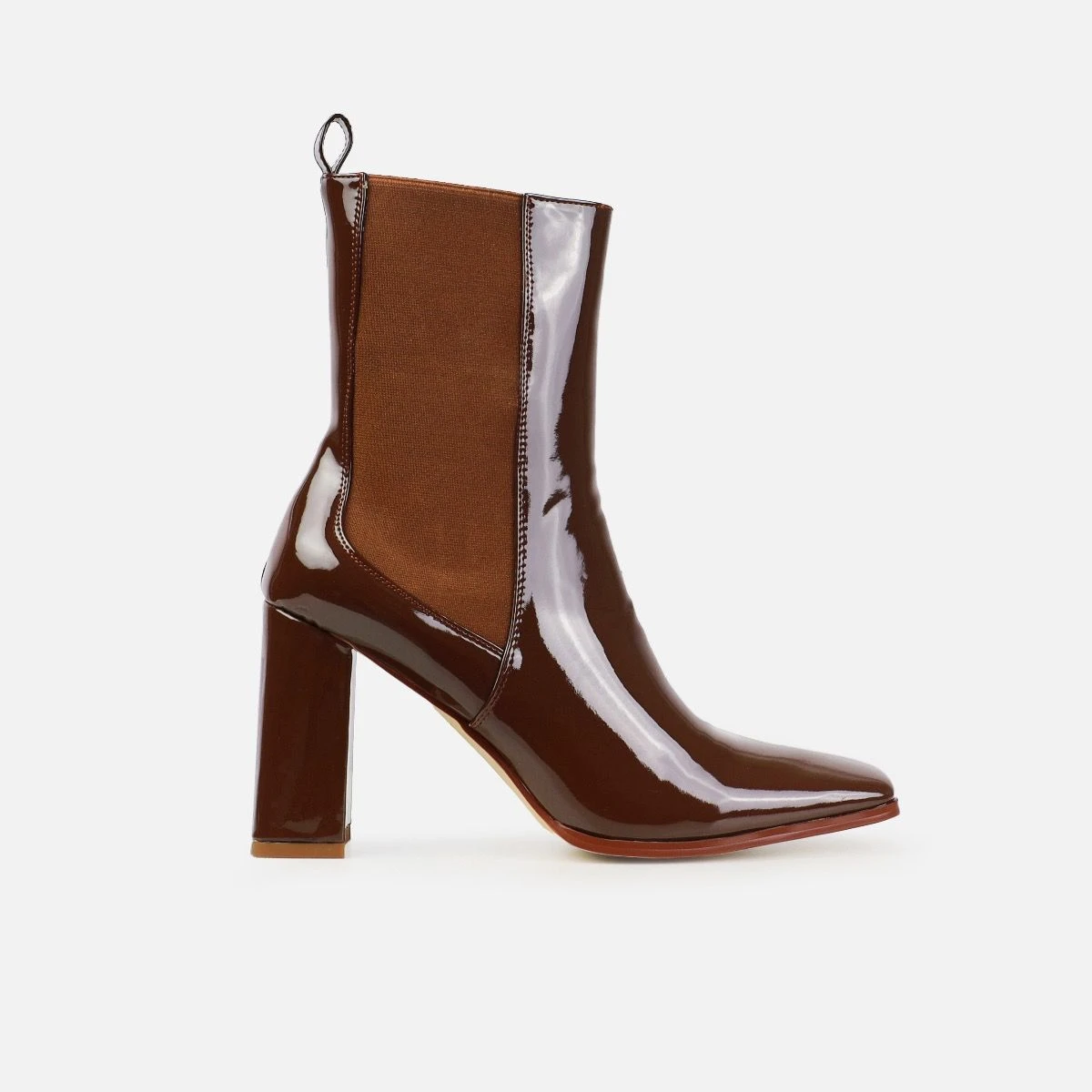 Tennessee Chocolate Patent Block Heel Ankle Boots - Image 2