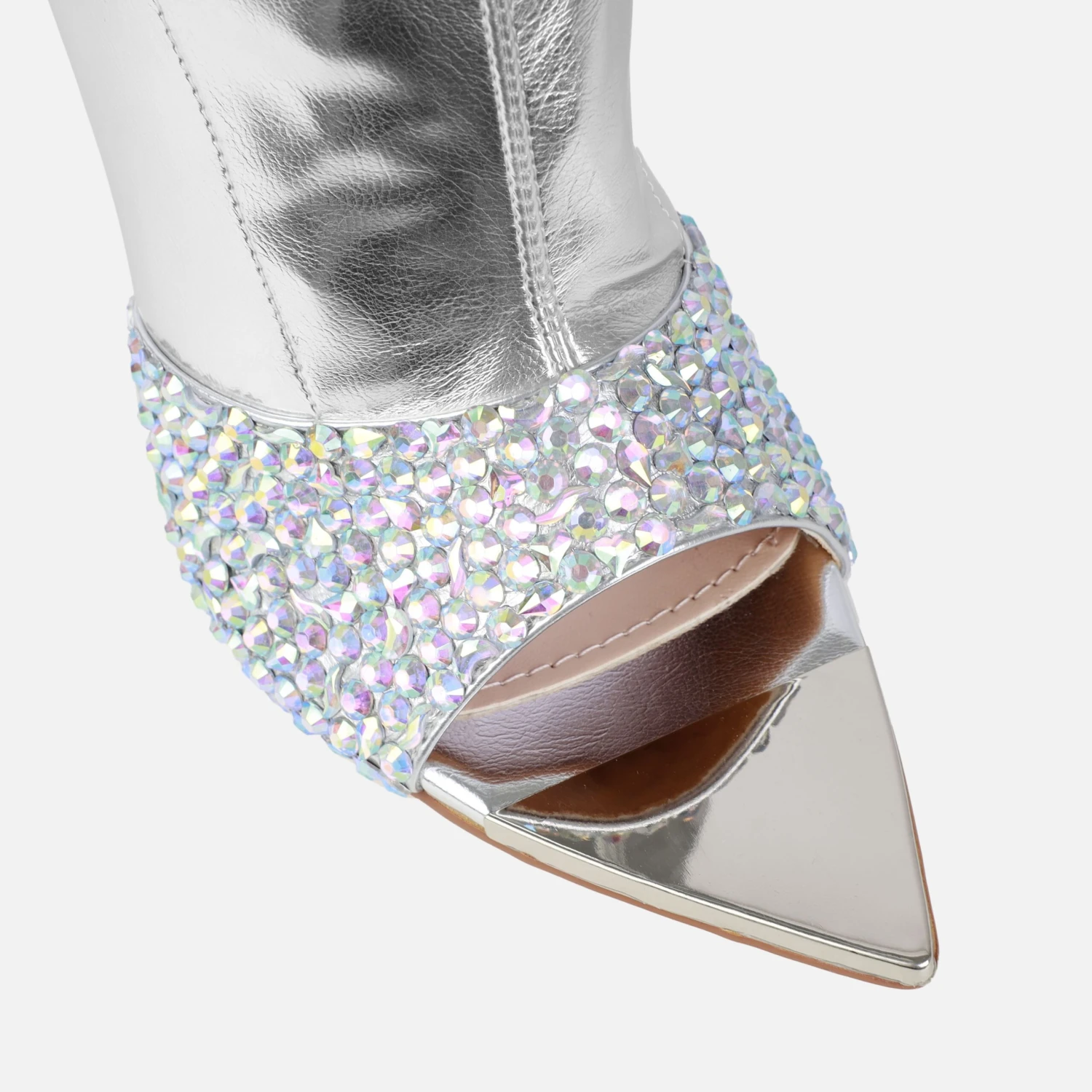 Trixxton Silver Gem Peep Toe Ankle Boots - Image 4