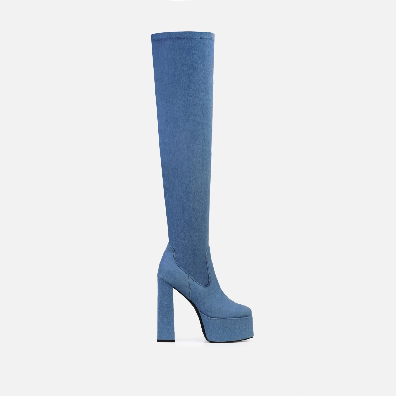 Trudo Denim Platform Thigh High Boots - Image 2