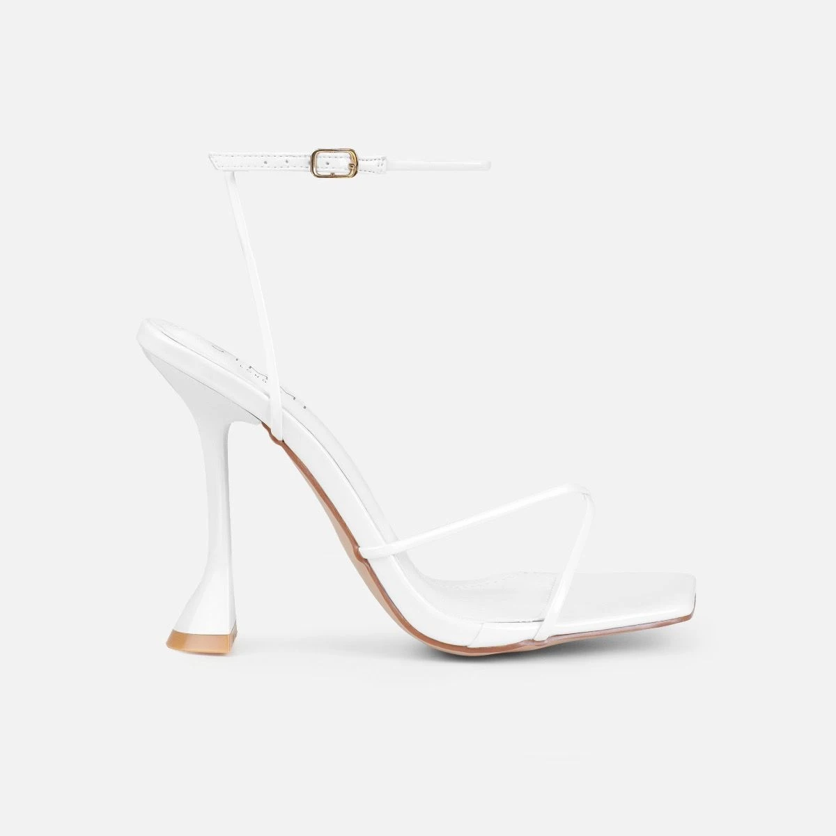Tasha Ghouri Darii White Patent Flared Stiletto Heels - Image 2