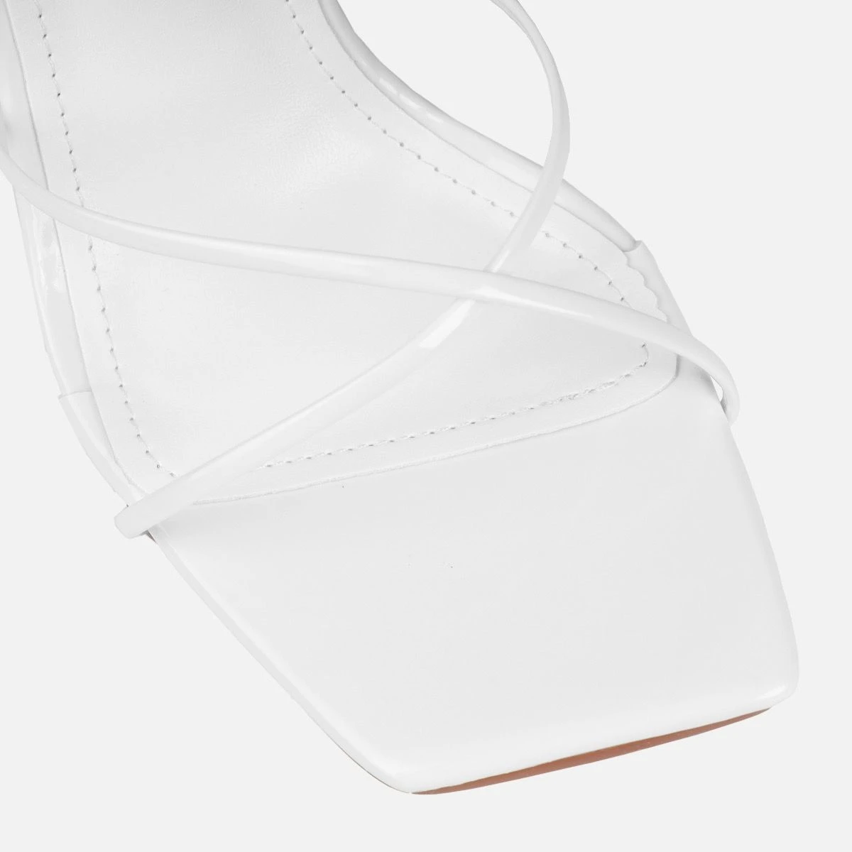 Tasha Ghouri Darii White Patent Flared Stiletto Heels - Image 4