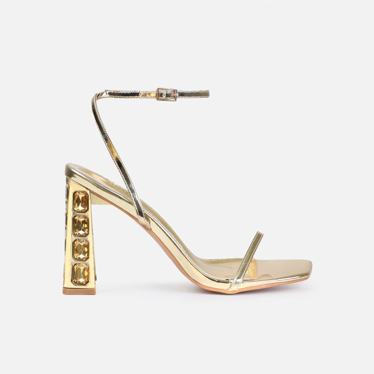 Violet Gold Patent Gem Block Heels - Image 2