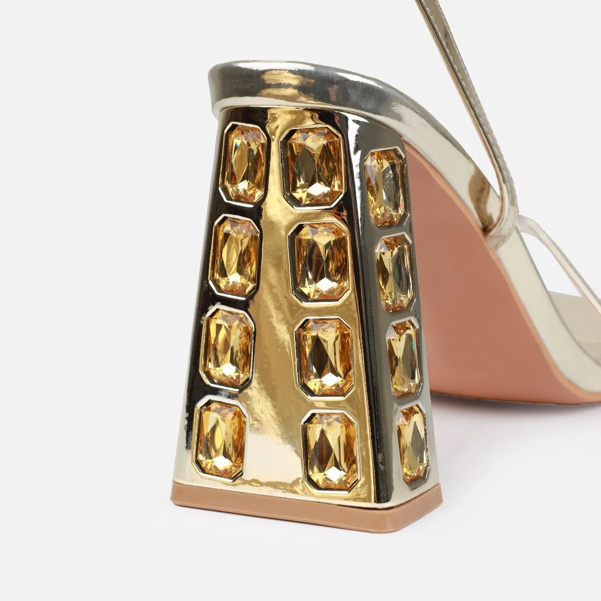 Violet Gold Patent Gem Block Heels - Image 3