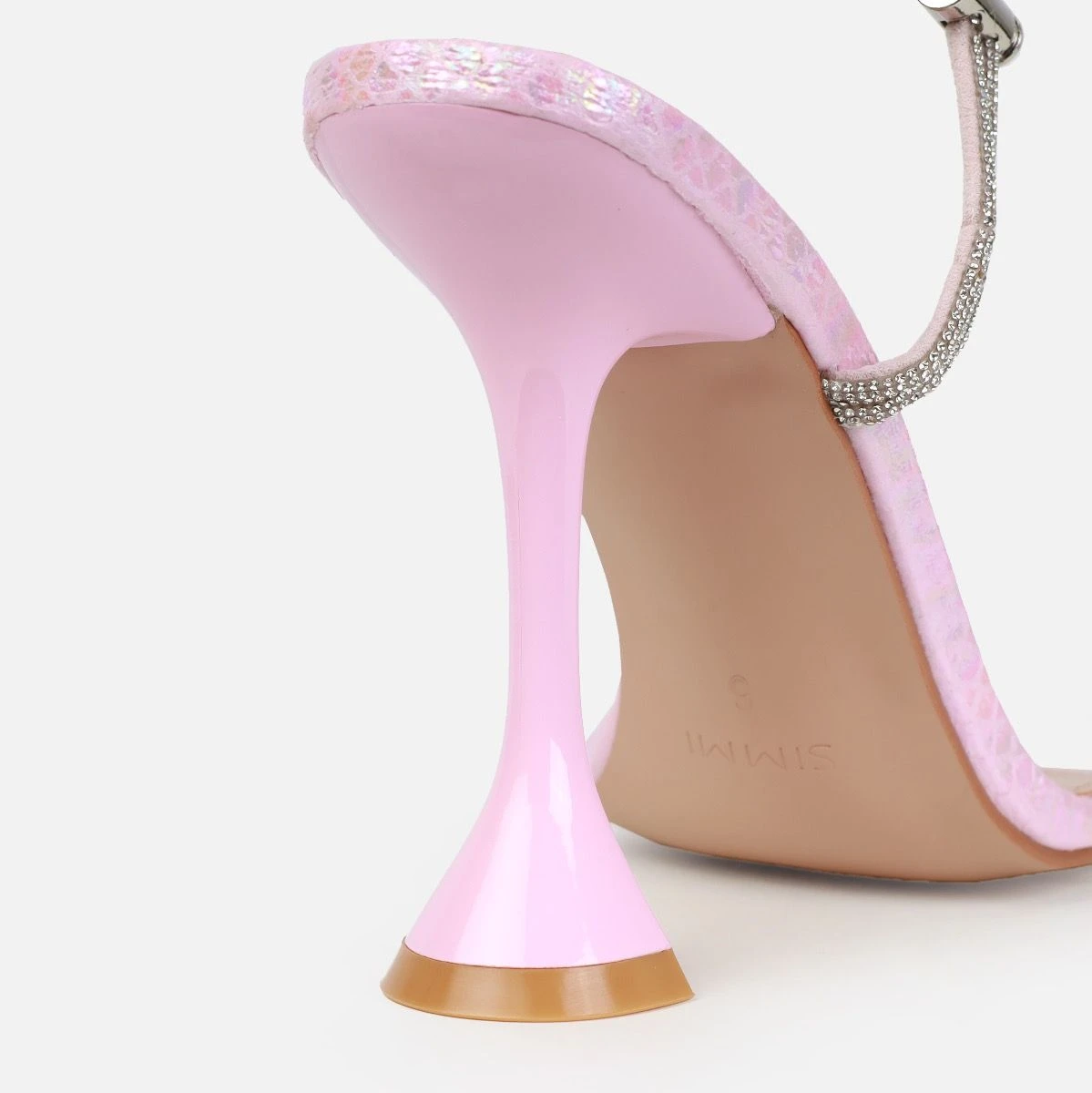 Asmara Wide Fit Pink Faux Snake Print Diamante Toggle Heels - Image 2