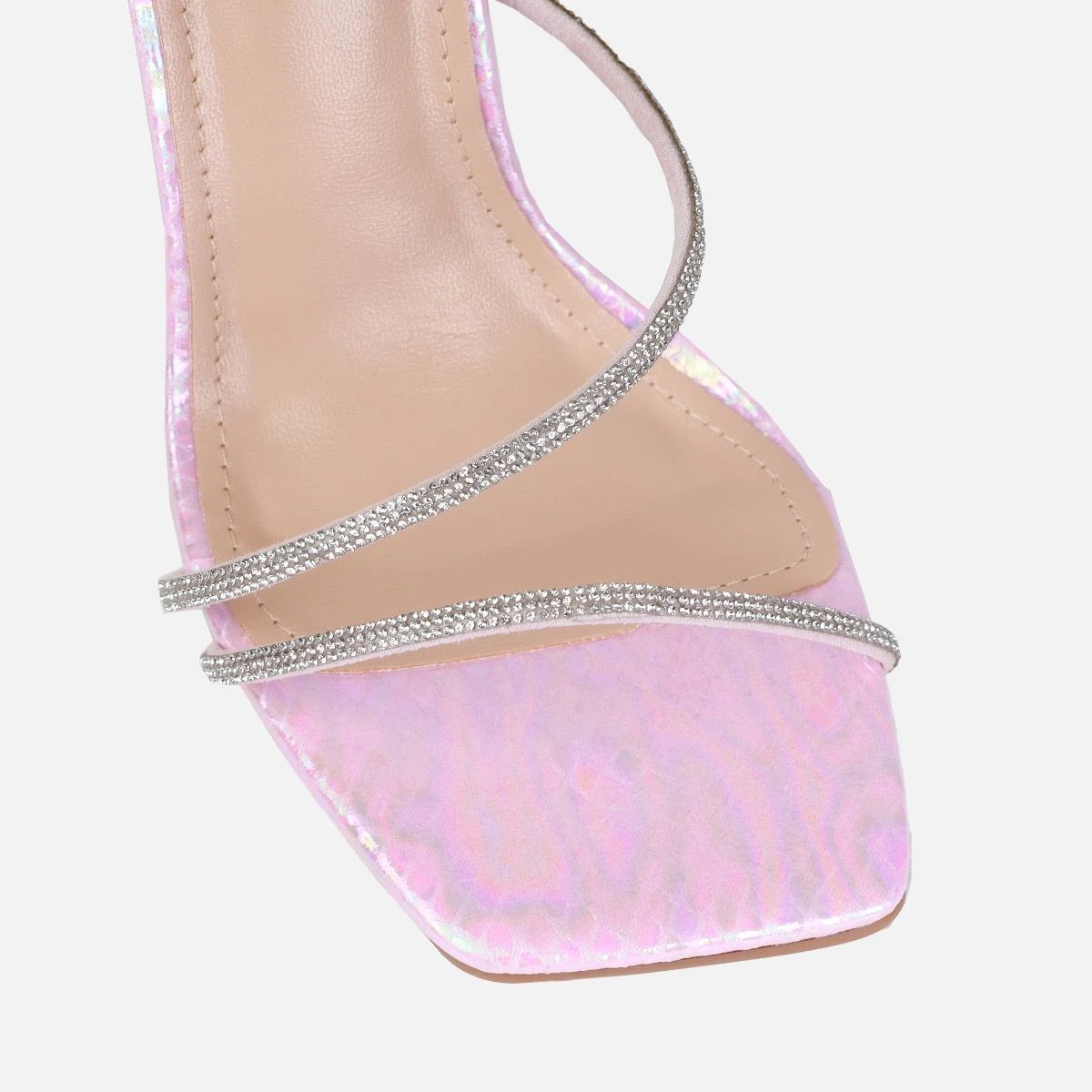Asmara Wide Fit Pink Faux Snake Print Diamante Toggle Heels - Image 3