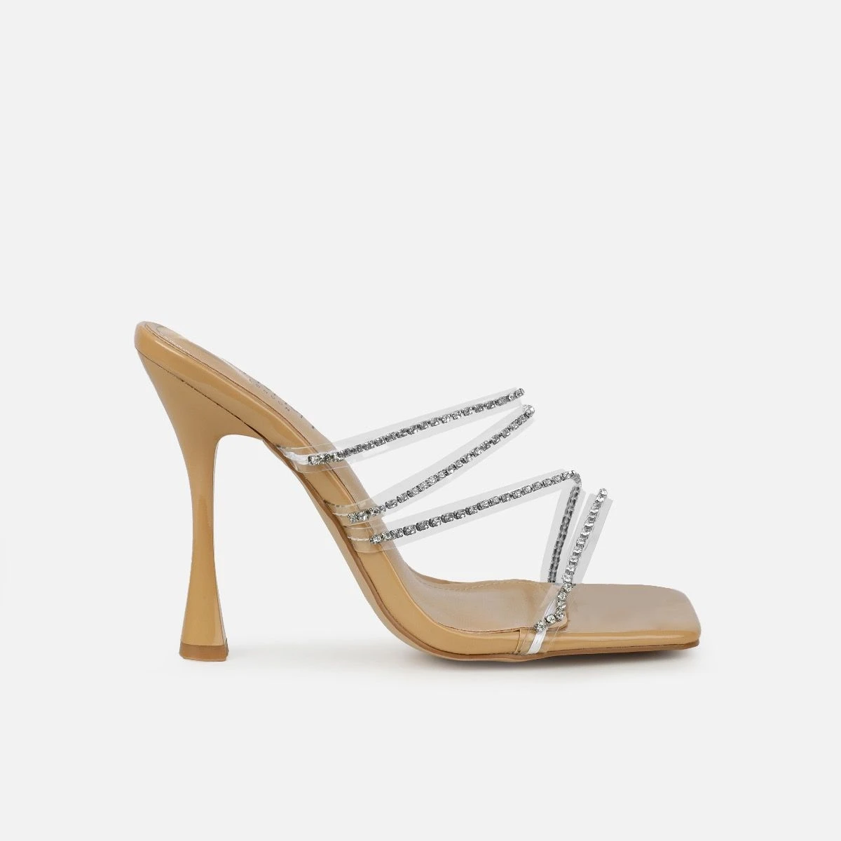 Jeyda Wide Fit Clear Nude Diamante Heels
