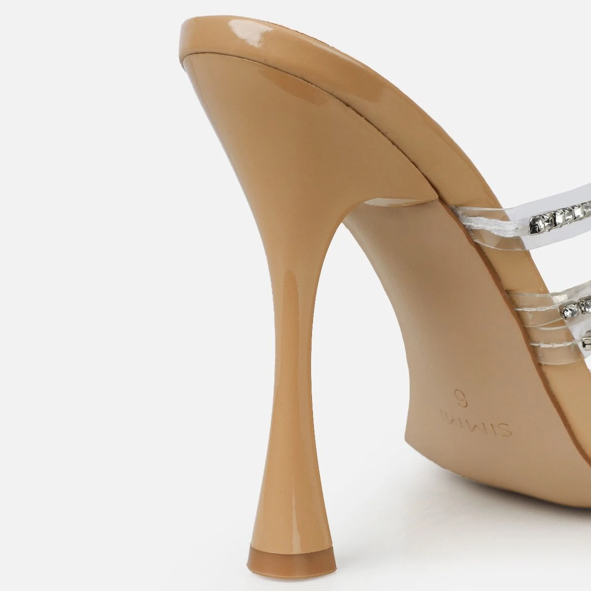 Jeyda Wide Fit Clear Nude Diamante Heels - Image 2