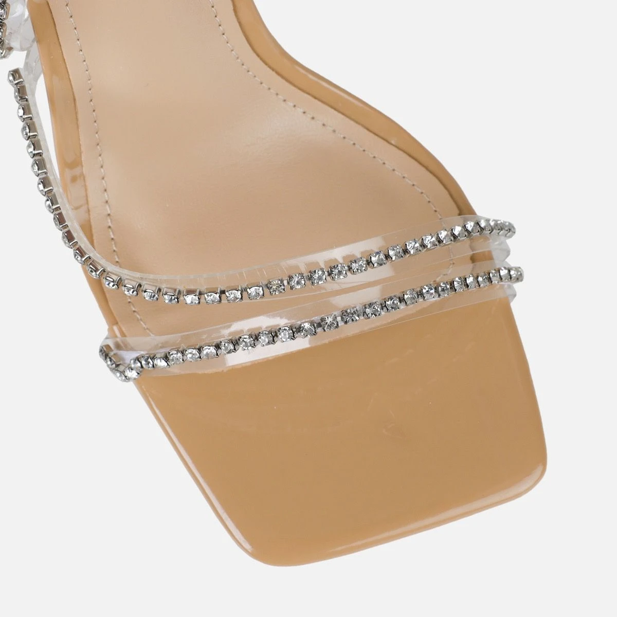 Jeyda Wide Fit Clear Nude Diamante Heels - Image 3