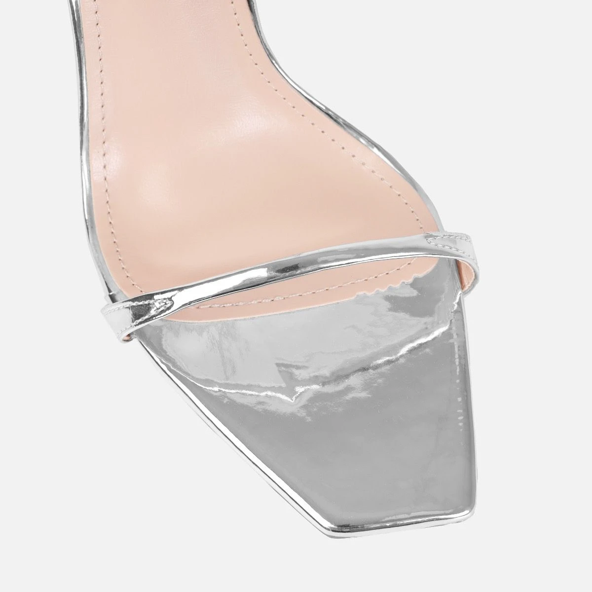 Nolan Wide Fit Silver Strappy Square Toe Stiletto Heels - Image 4