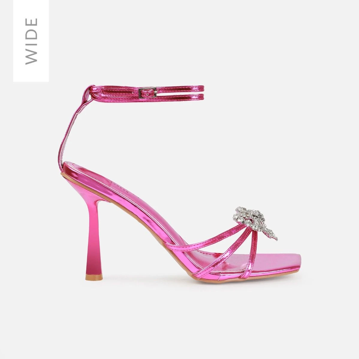 Santo Wide Fit Pink Diamante Bow Stiletto Heels - Image 2