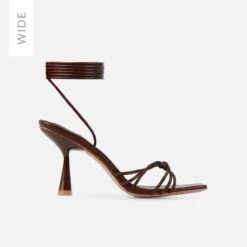 Alami Wide Fit Chocolate Lace Up Mid Heels