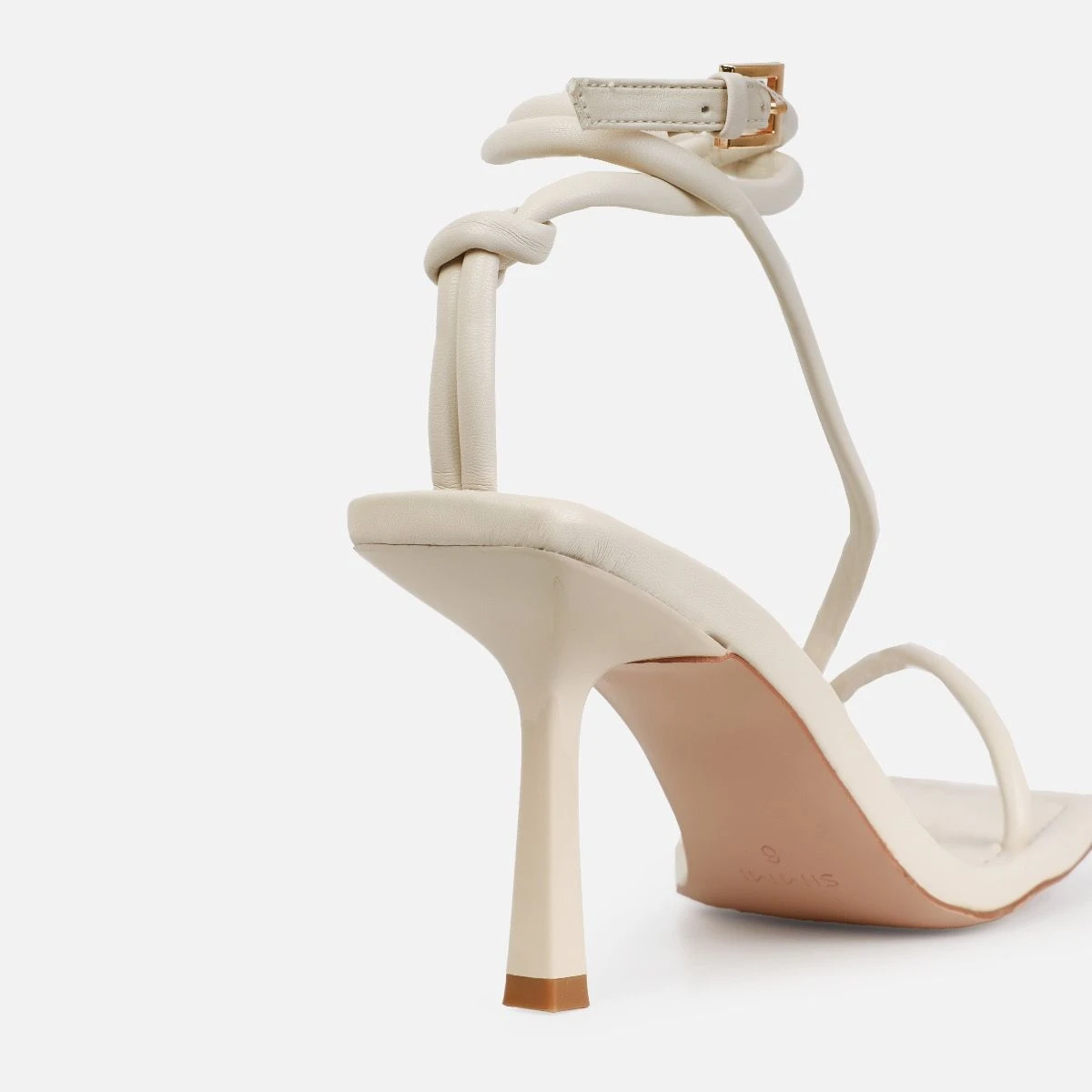 Xylia Ecru Strappy Mid Heels - Image 2