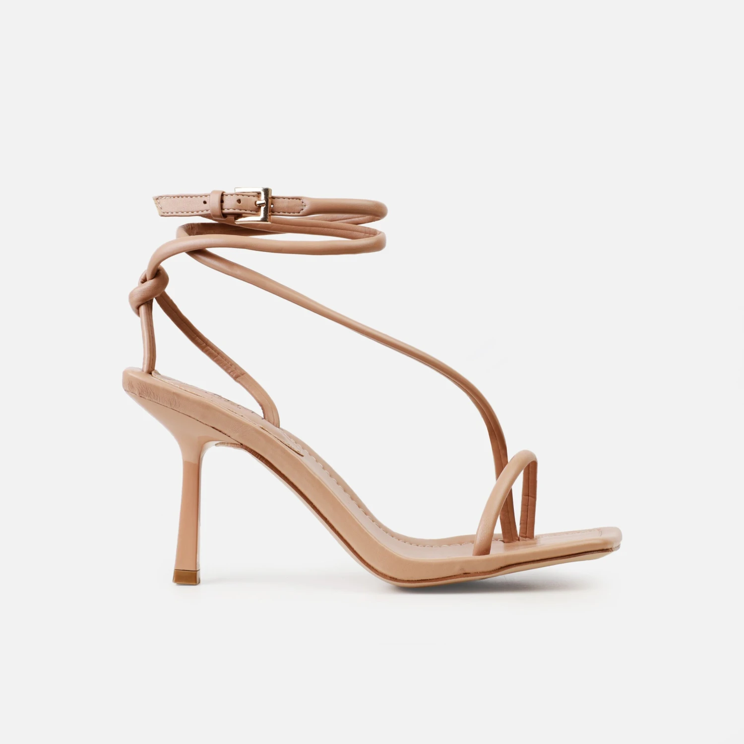 Xylia Nude Strappy Mid Heels - Image 2