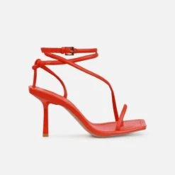 Xylia Orange Strappy Mid Heels