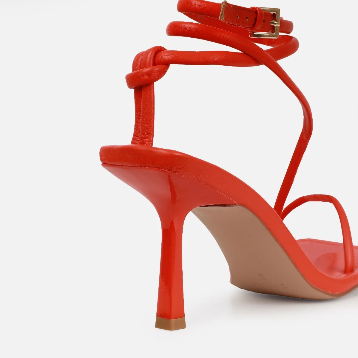 Xylia Orange Strappy Mid Heels - Image 2